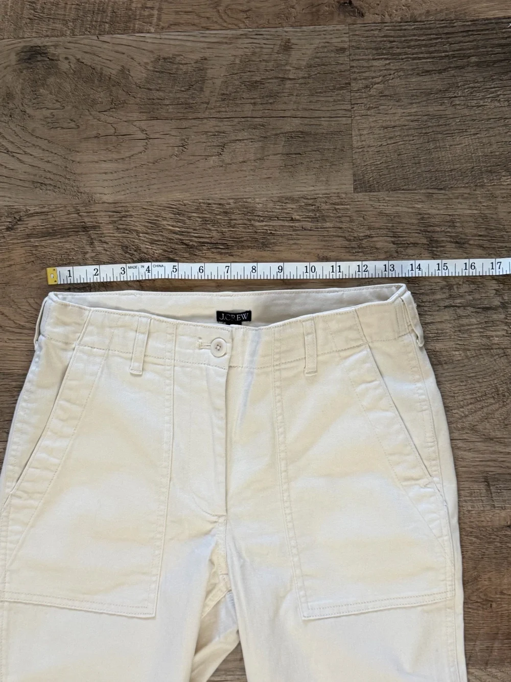 NWT J.Crew Straight Leg Utility Pants Natural Ivory Cotton Stretch Size 4